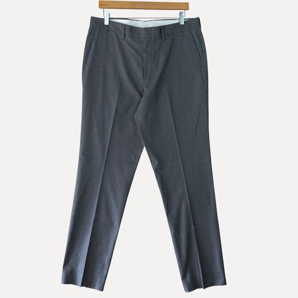 J.Crew Bowery Dress Pants Mens Cotton Charcoal Gray Flat Front Trousers 34x34